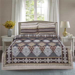 Sapphire Maroon Grey 4 Pillow Multani Bedsheet Set