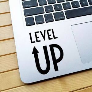 Level Up Vinyl Decal Laptop Sticker, Laptop Stickers for Boys and Girls, Bike Stickers.