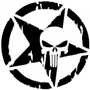 Auto Punisher Star Skull Head Pentagram (Black) Car Sticker