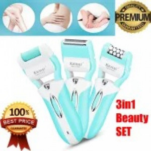 Kemei ( KM-6198B ) 3 in 1 Rechargeable Electric Shaver Hair Remover for Women