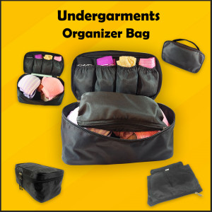 Multipurpose Undergarments Travel Organizer Bag Bra & Panty Storage Bag Travel Underwear Pouch Bag Black Color Female, Male & Kids