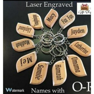 Eye Engrave Your Name Key Chain (Wooden) Eye Shape