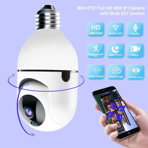 Bulb PTZ 360° Wifi IP Camera Wireless Camera Color Night Vision