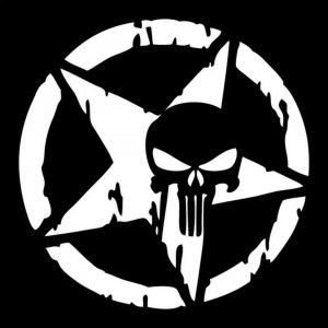 Auto Punisher Star Skull Head Pentagram( White)Car Sticker Auto Vinyl DIY Decal