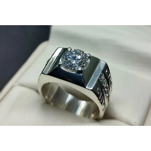 2 Carat Diamond Cut Moissanite Diamond Men's Elegant Ring